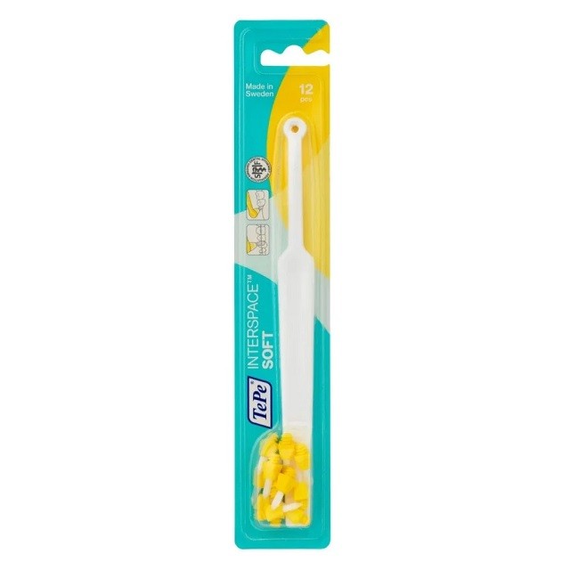 TePe Interspace Soft Μαλακή Οδοντόβουρτσα Σε Λευκό Χρώμα Με Κίτρινα Ανταλλακτικά, 12 Τεμάχια