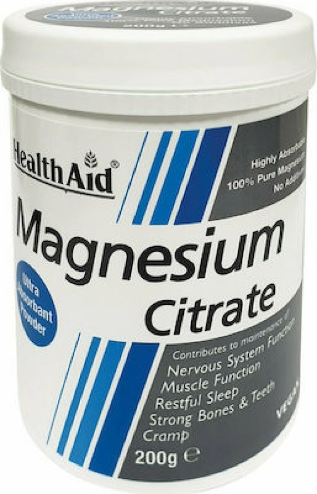 HEALTH AID Magnesium Citrate Συμπλήρωμα Διατροφής με Μαγνήσιο σε Μορφή Σκόνης, 200gr