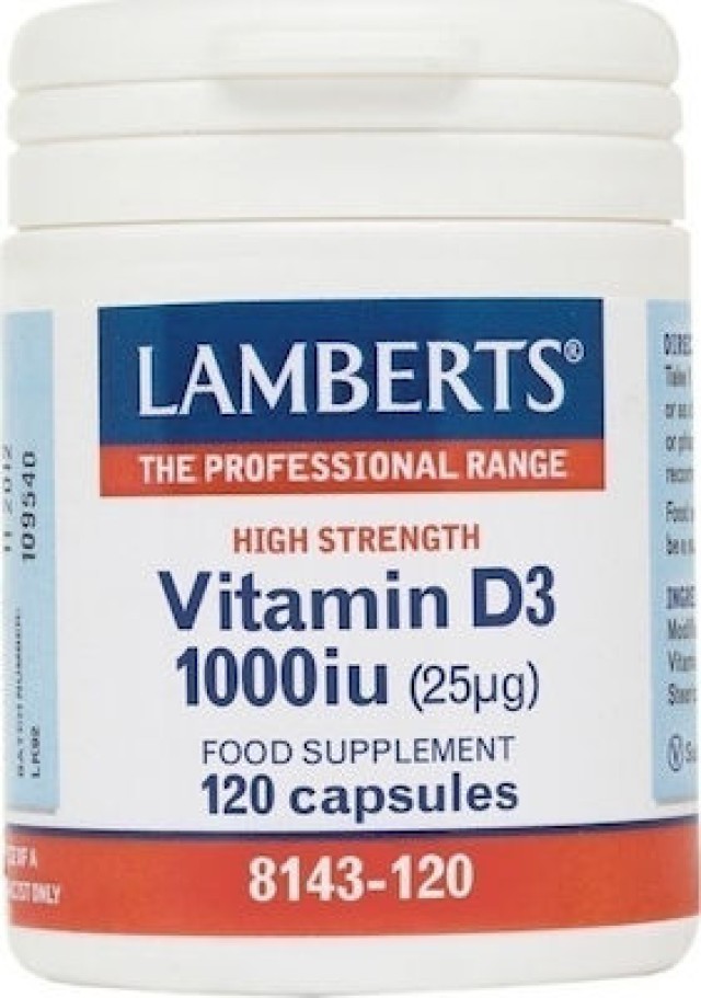 LAMBERTS Vitamin D3 1000iu Συμπλήρωμα Διατροφής για Ενίσχυση Ανοσοποιητικού & Οστών 120 caps 8143-120