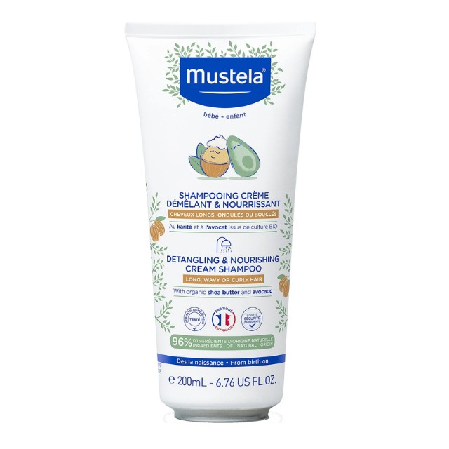 Mustela Detangling & Nourishing Cream Shampoo Βρεφικό Σαμπουάν για Μακριά Κυματιστά ή Σγουρά Μαλλιά 200ml
