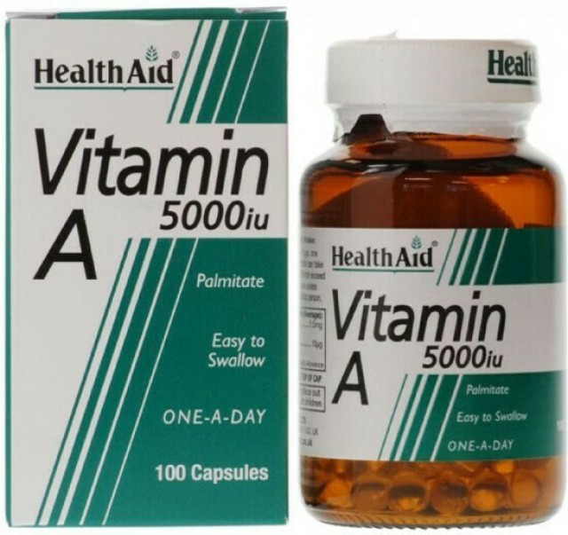 HEALTH AID Vitamin A 5000iu Συμπλήρωμα Διατροφής Με Βιταμίνη Α, 100 Κάψουλες