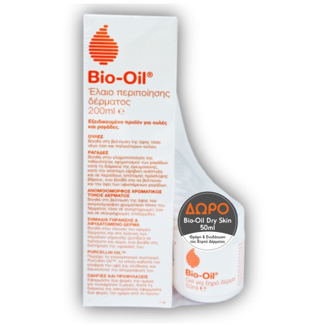 BIO OIL PurCellin Promo Λάδι Για Ουλές & Ραγάδες 200ml & Δώρο Dry Skin Gel Για Ξηρό Δέρμα 50ml