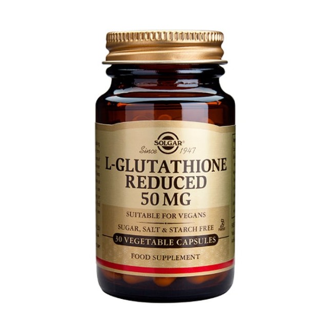 Solgar L-Glutathione Reduced 50mg, Συμπλήρωμα Διατροφής για Αποτοξίνωση Tου Ήπατος, 30 caps