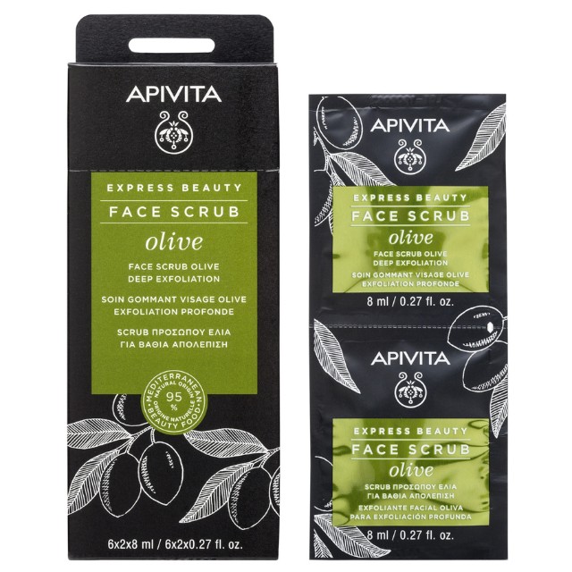 Apivita Express Beauty Scrub Προσώπου για Βαθιά Απολέπιση Mε Ελιά 2x8ml