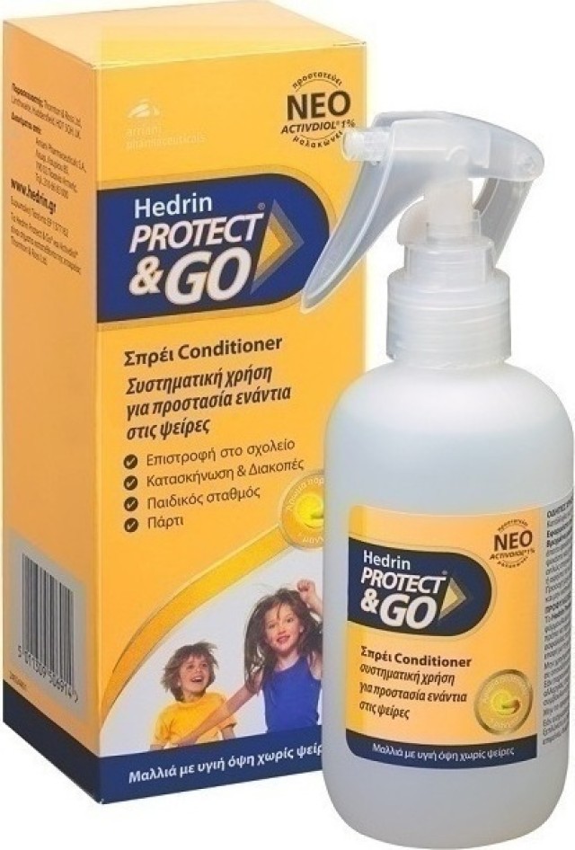 Hedrin Protect & Go Spray Conditioner, Προληπτική Αντιφθειρική Λοσιόν σε Σπρέι με Άρωμα Πορτοκάλι Μάνγκο από 6m+ για Πρόληψη από Ψείρες, 200ml