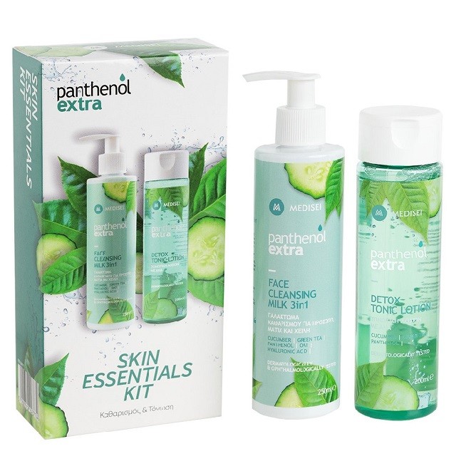 Panthenol Extra Promo Skin Essentials Kit Με Face Cleansing Milk 3in1 Γαλάκτωμα Καθαρισμού, 250ml & Detox Toning Lotion Τονωτική Λοσιόν Καθαρισμού Προσώπου, 200ml