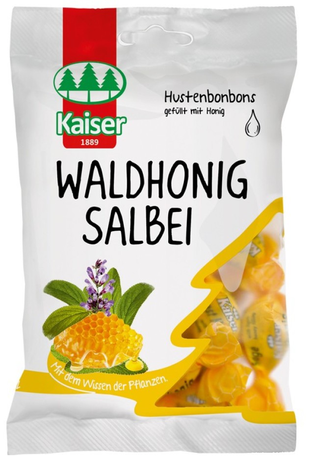 KAISER Waldhonig Salbei Καραμέλες Για Τον Ερεθισμένο Λαιμό & Το Βήχα Με Φασκόμηλο & Μέλι, 75gr