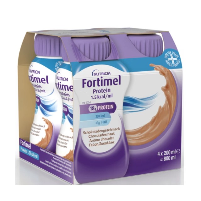 Nutricia Fortimel Protein 1.5 kcal Υπερπρωτεϊνικό Ρόφημα Με Γεύση Σοκολάτα 4 x 200ml