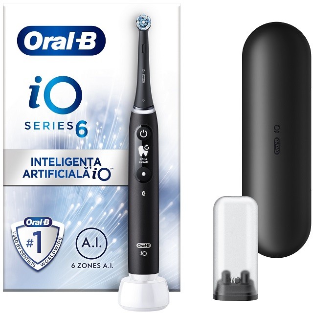 Oral-B iO Series 6 Black Lava Ηλεκτρική Οδοντόβουρτσα Με Αισθητήρα Πίεσης Σε Μαύρο Χρώμα, 1τμχ