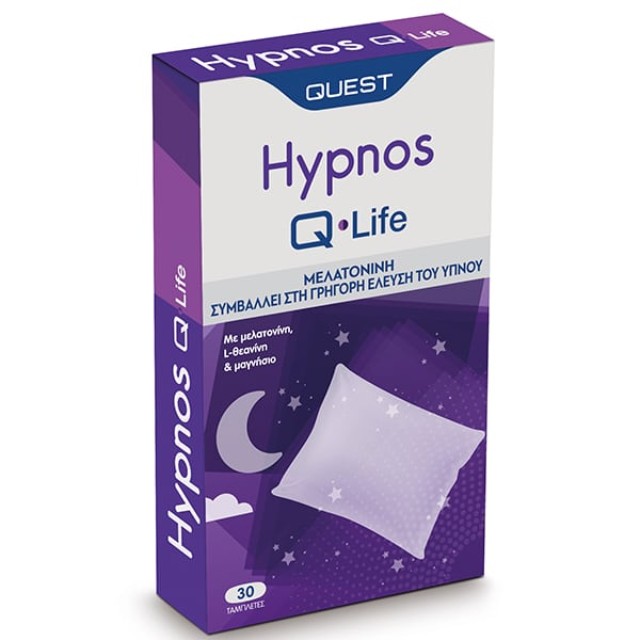 Quest Hypnos Q-Life Συμπλήρωμα Διατροφής για Χαλάρωση Γρηγορότερο & Ποιοτικότερο Ύπνο 30 Ταμπλέτες