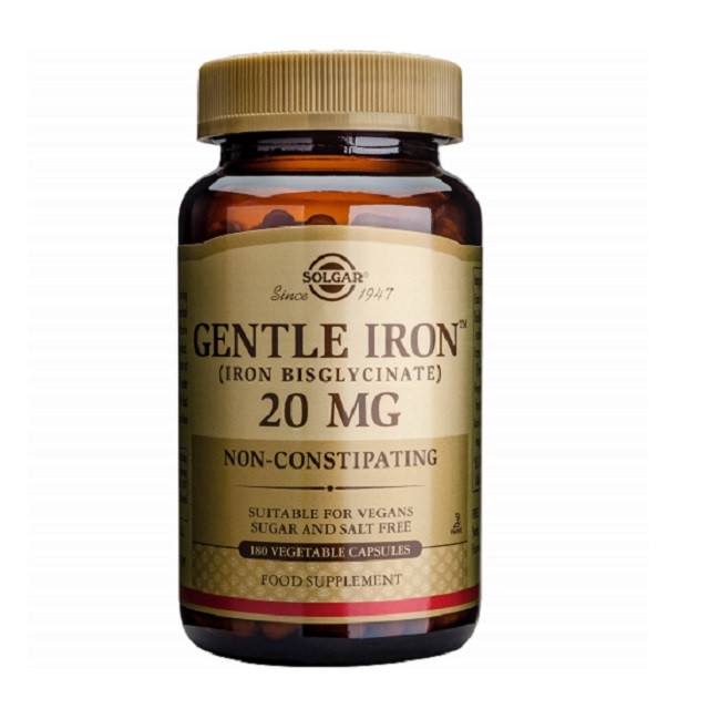 Solgar Gentle Iron 20mg Συμπλήρωμα Διατροφής Σιδήρου Για Την Αντιμετώπιση Της Αναιμίας, 180 Κάψουλες