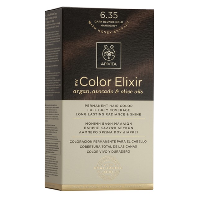 APIVITA My Color Elixir Νο 6.35 Βαφή Μαλλιών Μόνιμη Ξανθό Σκούρο Μελί Μαόνι