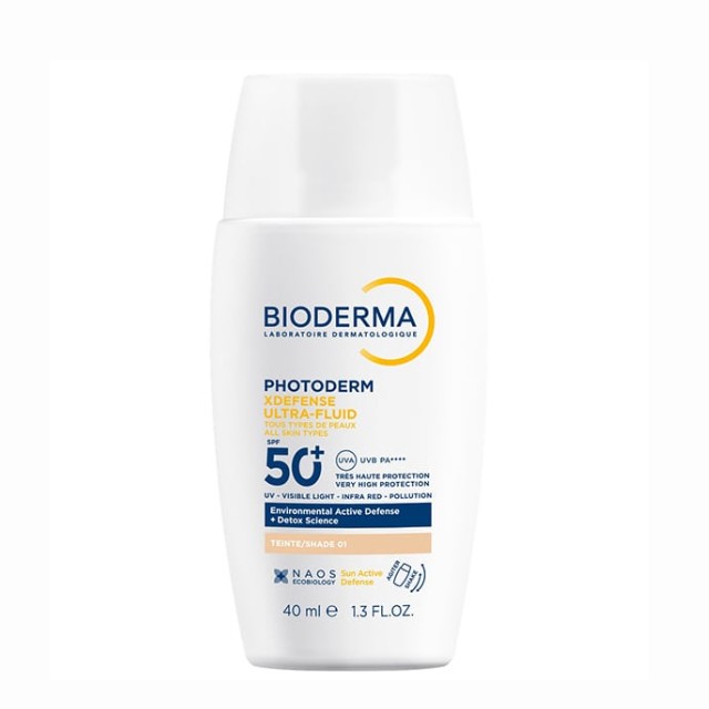 Bioderma Photoderm XDefense Ultra-Fluid Shade 01 SPF50+ Λεπτόρρευστο Αντηλιακό Προσώπου με Χρώμα Απόχρωσης 01 40ml