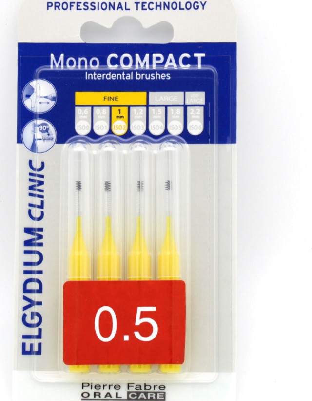 ELGYDIUM Mono Compact Yellow 0.5, Μεσοδόντια Βουρτσάκια Κίτρινο, 4τμχ