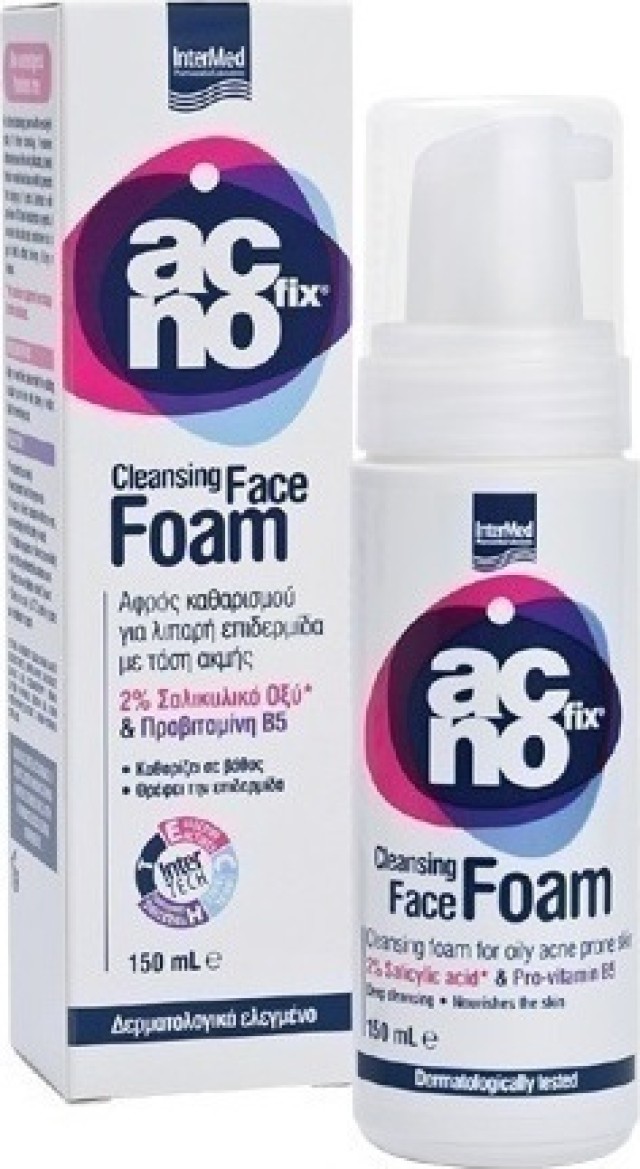 INTERMED Acnofix Cleansing Face Foam, Αφρός Καθαρισμού για Λιπαρή Επιδερμίδα με Τάση Ακμής 150ml
