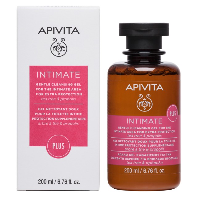 Apivita Intimate Plus Απαλό Gel Καθαρισμού για την Ευαίσθητη Περιοχή με Tea Tree & Πρόπολη, 200ml
