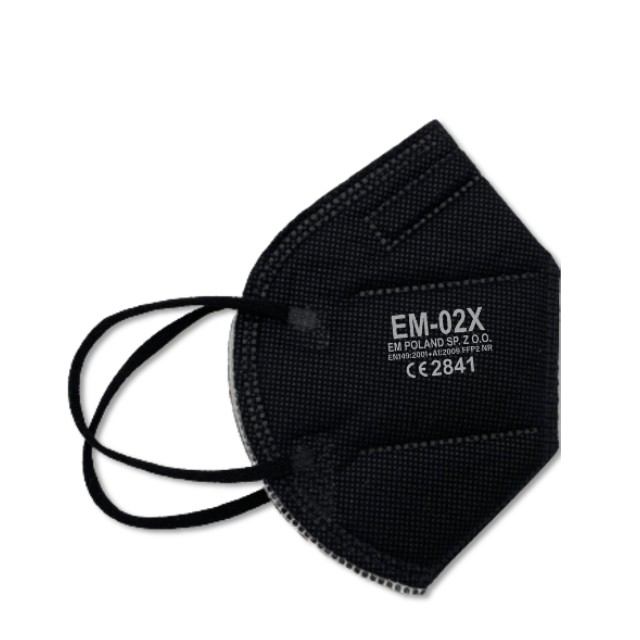 FFP2 NR Μάσκα Προστασίας EM-02X Μαύρη 10τμχ