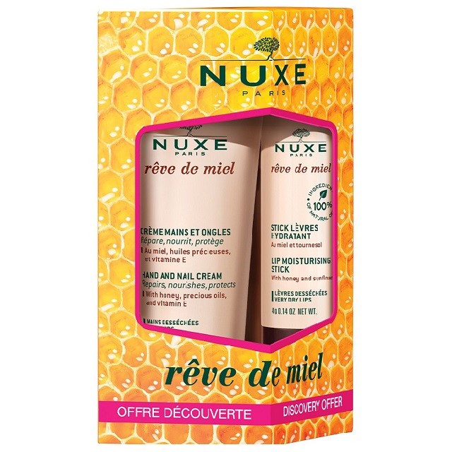 Nuxe Reve de Miel Πακέτο Περιποίησης Με Κρέμα Χεριών, 30ml & Lip Balm, 4g