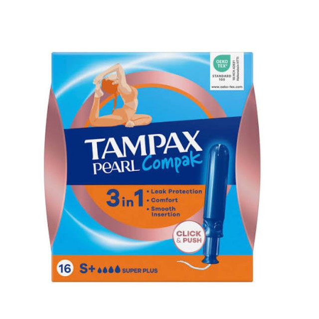 Tampax Compak Pearl Super Plus Ταμπόν Με Απλικατέρ 16τμχ