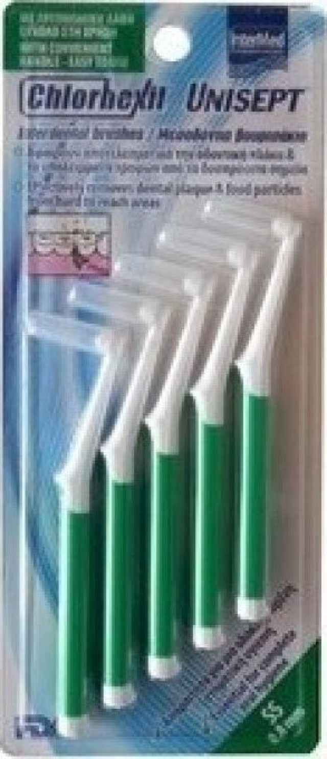 INTERMED Chlorhexil Unisept Interdental Brushes, Μεσοδόντια Βουρτσάκια SS 0,8mm 5 τμχ