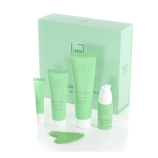 Lavish Care Skin Care Essentials Promo Pack Acne Clear, Σετ Περιποίησης Προσώπου για Λιπαρή Δέρματα, 4 Τμχ