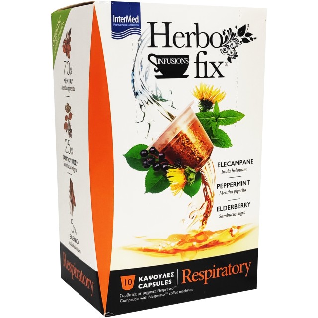 INTERMED Κάψουλες Herbofix Respiratory Συμβατές με Μηχανή Nespresso 10τμχ