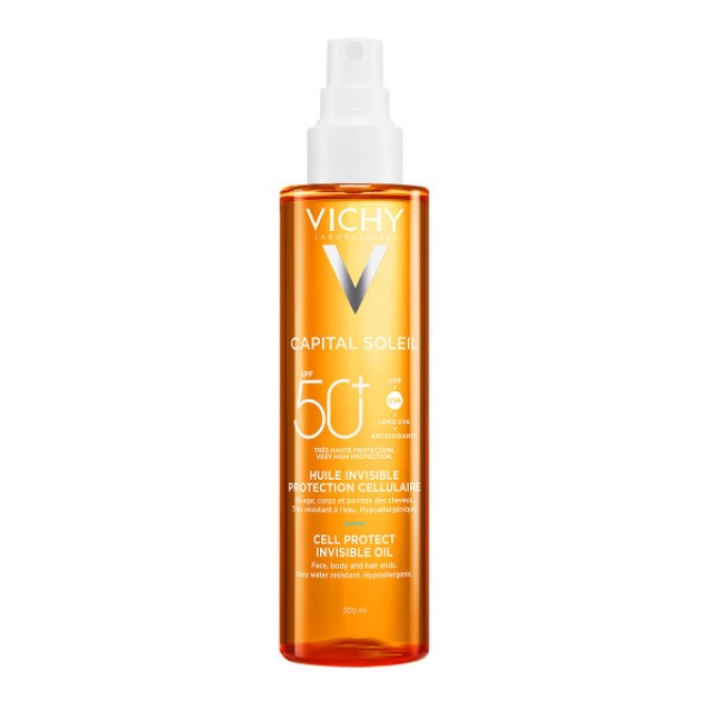 Vichy Capital Soleil Cell Protect Invisible Oil SPF50+ Αόρατο Αντηλιακό Λάδι Πολύ Υψηλής Προστασίας 200ml