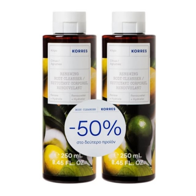 Κorres Πακέτο Renewing Body Cleanser με Κίτρο 2x250ml (-50% στο δεύτερο προϊόν)