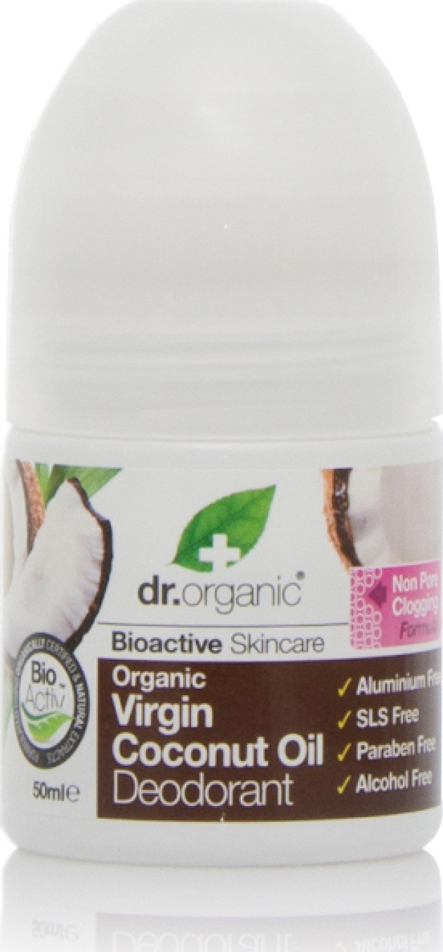 DR.ORGANIC Deodorant Roll On  Coconut Oil Αποσμητικό με Βιολογικό Έλαιο Καρύδας, 50ml