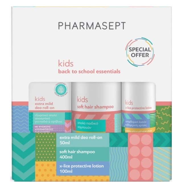 Pharmasept Kids Back to School Essentials Πακέτο με Αποσμητικό, Παιδικό Σαμπουάν & Αντιφθειρική Λοσιόν