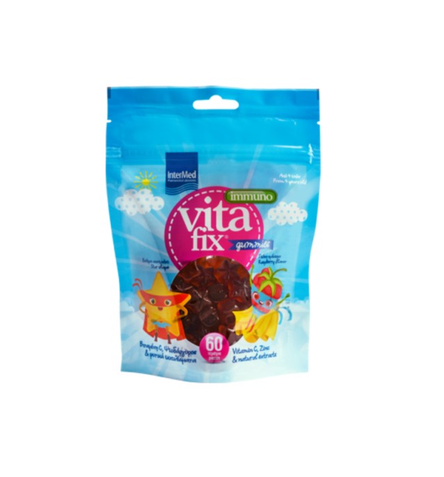 INTERMED VitaFix Immuno Gummies Star Raspberry Παιδικές Πολυβιταμίνες σε Ζελεδάκια με Σχήμα Αστεράκι και Γεύση Σμέουρο, 60τμχ
