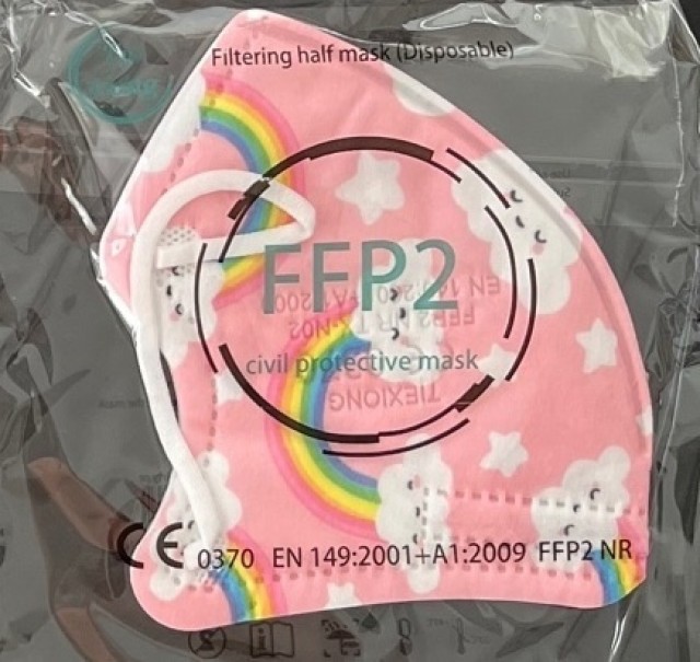 TIEXIONG Μάσκα Προστασίας FFP2 NR Παιδική Ροζ Ουράνιο Τόξο, 20τμχ