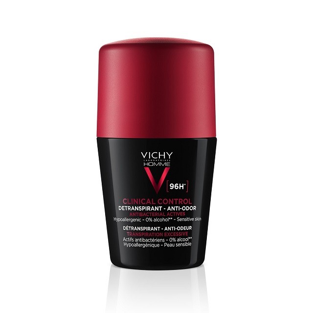 VICHY Homme Deodorant Clinical Control 96h Roll-On Αποσμητικό για Ευαίσθητες Επιδερμίδες για Άνδρες  Με 96 Ωρες Διαρκεια 50ml