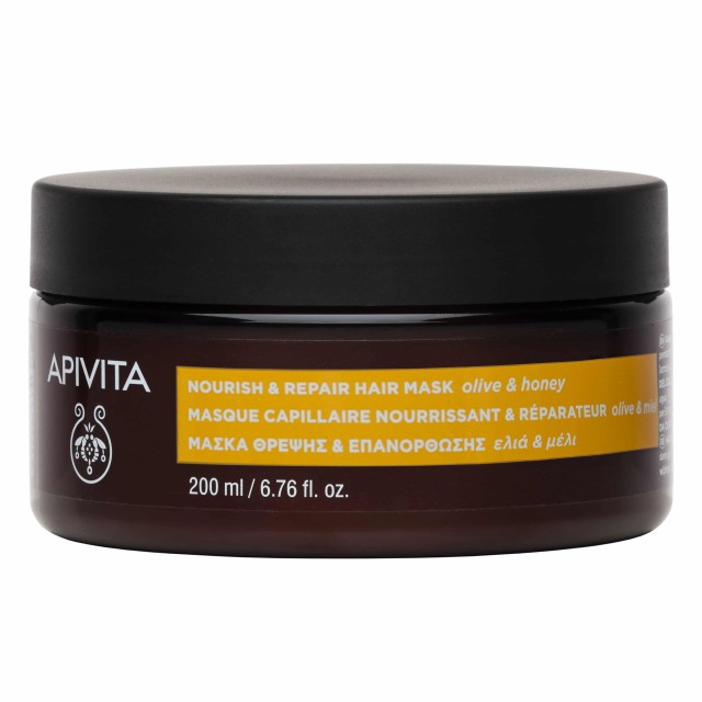 APIVITA Μάσκα Θρέψης & Επανόρθωσης Μαλλιών με Ελιά & Μέλι, Nourish & Repair Hair Mask Olive & Honey 200ml