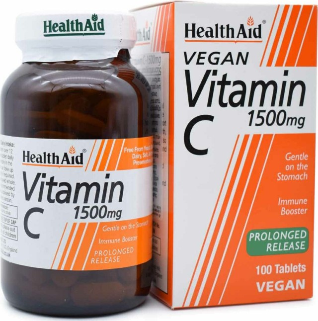 HEALTH AID Vitamin C 1500mg Prolonged Release Βιταμίνη C Βραδείας Αποδέσμευσης Για Εύκολη Απορρόφηση, 100 Ταμπλέτες