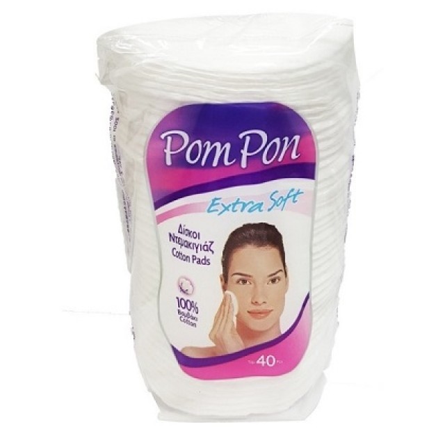 Pom Pon Extra Soft Δίσκοι Ντεμακιγιάζ Μεγάλα, 40 Τεμάχια