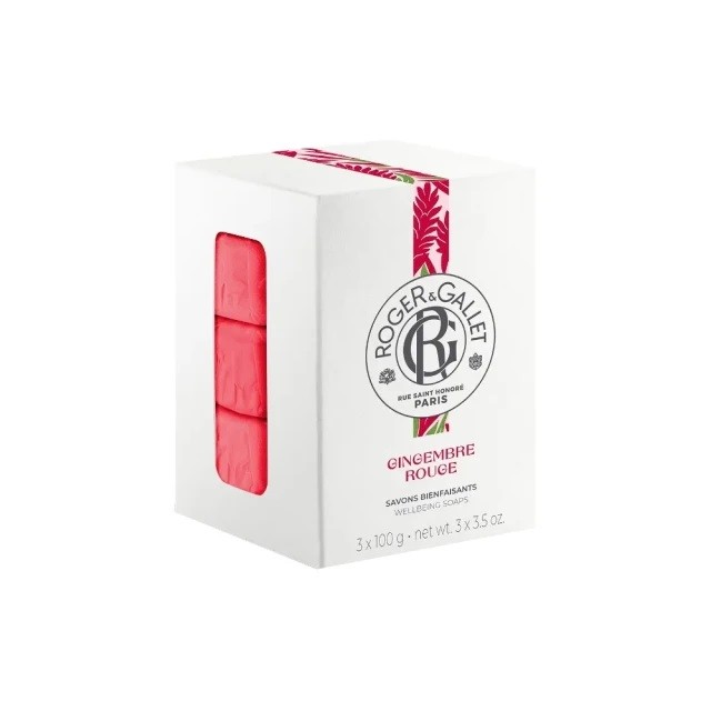 Roger & Gallet Gingembre Rouge Πακέτο Perfumed Soaps Σαπούνια Mε Άρωμα Τζίντζερ, 3x100gr
