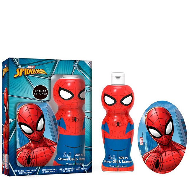 AIR-VAL Spiderman Πακέτο Παιδικό Αφρόλουτρο & Σαμπουάν 2in1, 400ml & Σφουγγάρι Μπάνιου, 1τμχ