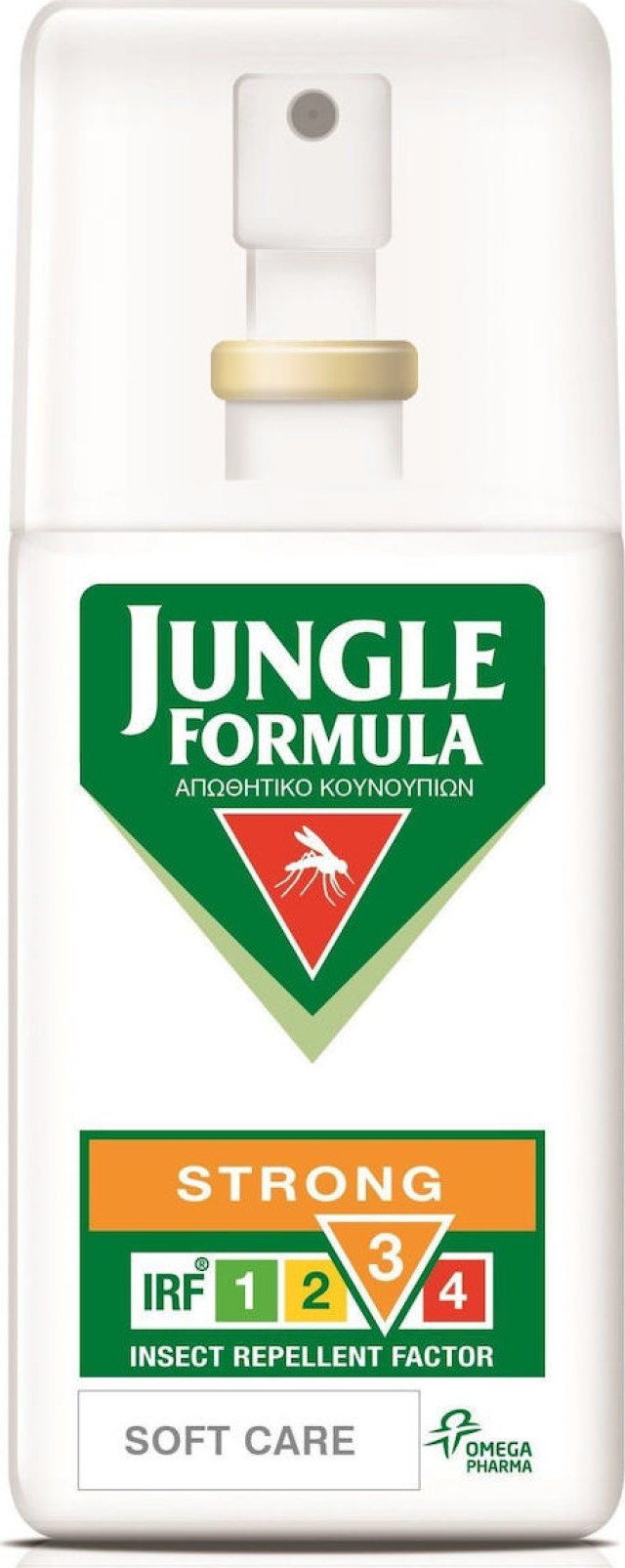 OMEGA PHARMA Jungle Formula Strong Care Spray με IRF3, Άοσμο Εντομοαπωθητικό Σπρέι για Ενήλικες & Παιδιά από 3 ετών, 75ml