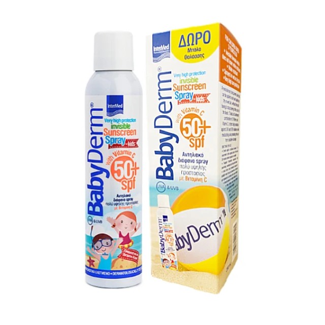 Intermed Babyderm Sunscreen Spray Παιδικό Αντηλιακό για Πρόσωπο & Σώμα SPF50+, 200 ml & Δώρο Μπάλα Θαλάσσης