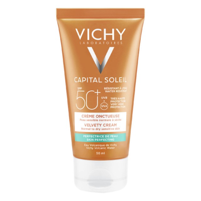 Vichy Capital Soleil Velvety Cream SPF50+, Αντηλιακή Κρέμα Προσώπου SPF50+ Με Βελούδινη Υφή, 50ml
