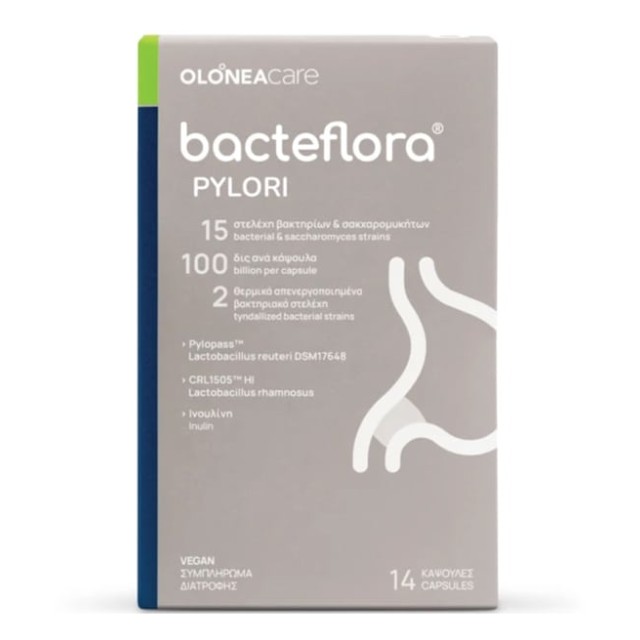 Olonea Bacteflora Pylori Συμπλήρωμα Διατροφής για την Αντιμετώπιση του Ελικοβακτηριδίου 14 Kάψουλες