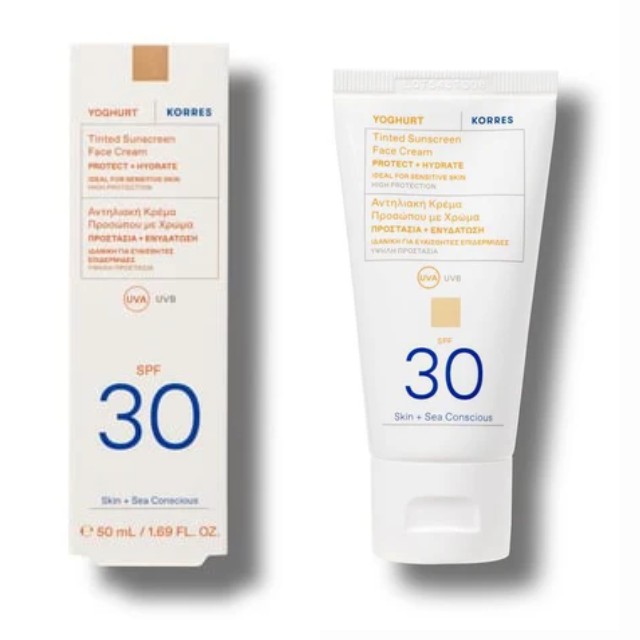 Korres Yoghurt Sunscreen Face Cream Tinted SPF30 Αντηλιακή Κρέμα Προσώπου με Χρώμα 50ml