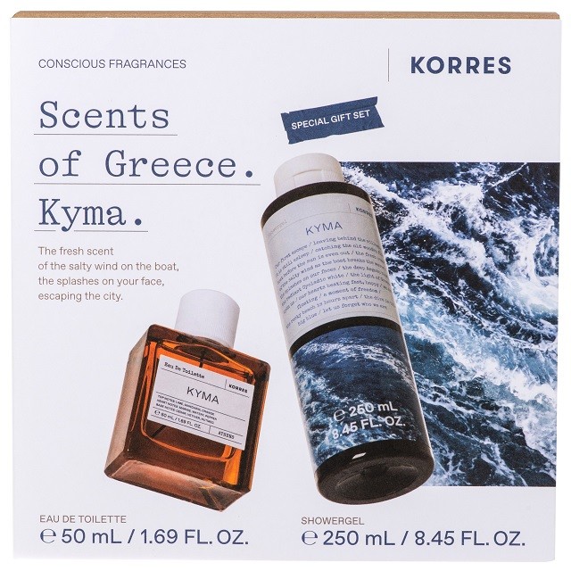 Korres Scents of Greece Kyma Πακέτο Eau de Toilette Kyma Ανδρικό Άρωμα, 50ml & Shower Gel Ενυδατικό Αφρόλουτρο, 250ml