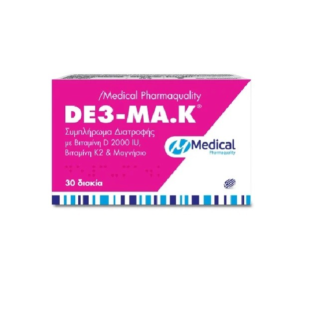 Medical Pharmaquality DE3-MAK Συμπλήρωμα Διατροφής Για Την Υγεία Των Οστών, 30 ταμπλέτες