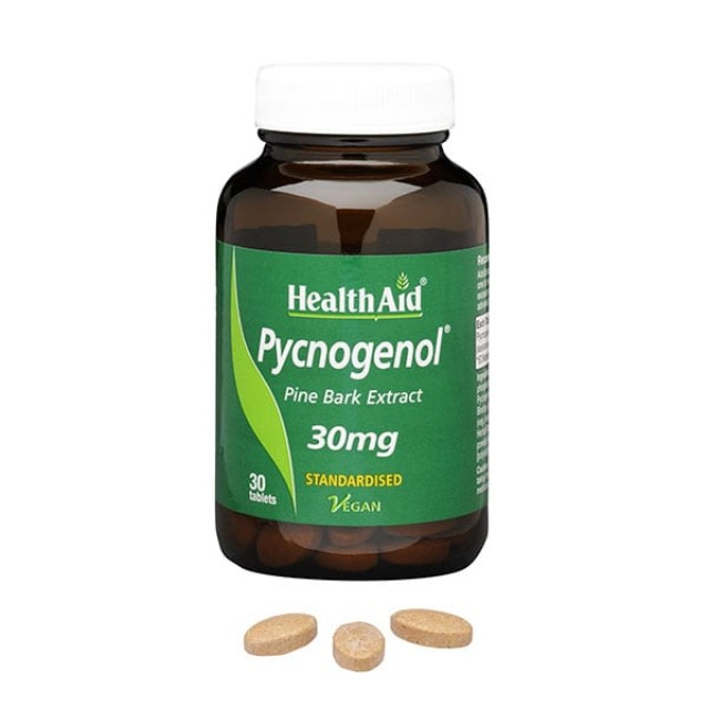 HEALTH AID Pycnogenol 30mg Συμπλήρωμα Διατροφής Πλούσιο Σε Βιοφλαβονοειδή Με Ισχυρή Αντιοξειδωτική Δράση, 30 Ταμπλέτες