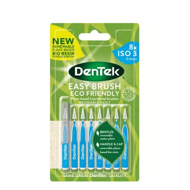 Dentek Easy Brush Eco Friendly Μεσοδόντια Βουρτσάκια ISO 3 0.6mm Μπλε 8τμχ