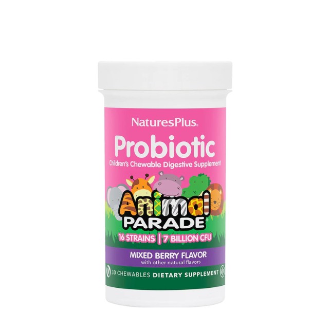 Natures Plus Kids Animal Parade Probiotic Προβιοτικά για Παιδιά με Γεύση Μούρων 30 Ταμπλέτες