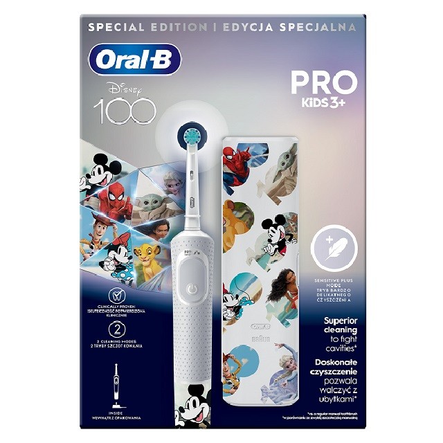 Oral-B Vitality Pro Kids 3+ Disney 100 Παιδική Ηλεκτρική Οδοντόβουρτσα, 1τμχ & ΔΩΡΟ Θήκη Ταξιδιού