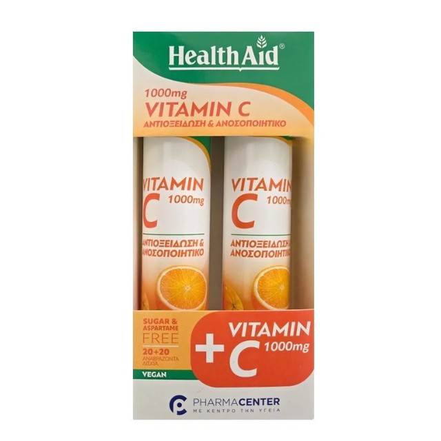 Health Aid Πακέτο Vitamin C 1000mg Πορτοκάλι 2x20 Αναβράζοντα Δισκία